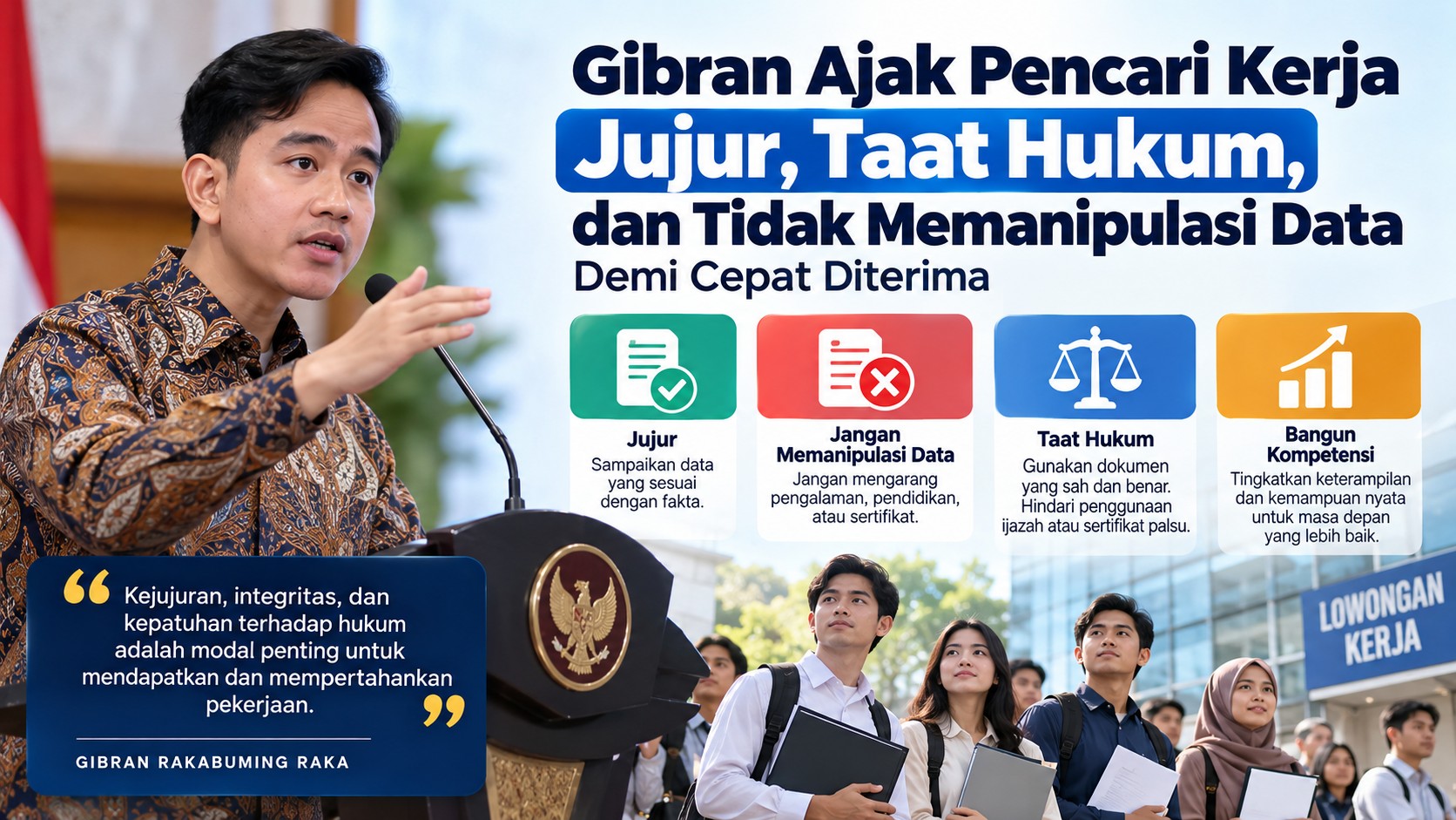 Gibran Ajak Pencari Kerja Jujur